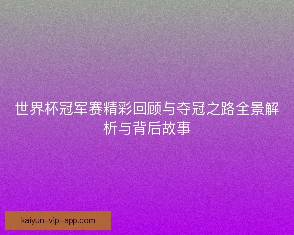 世界杯冠军赛精彩回顾与夺冠之路全景解析与背后故事